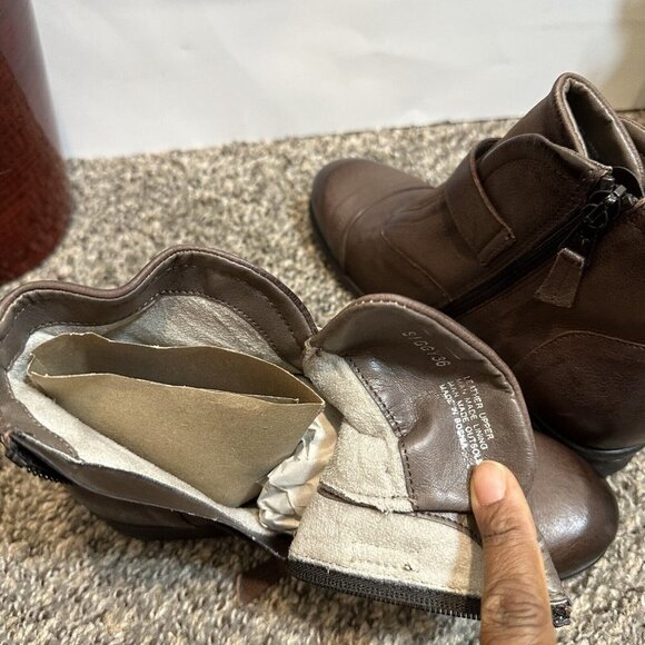 Miz Mooz Brown Espresso Leather Buckled Ankle Boots Siggy Size 36 US 5.5-6 New - Picture 8 of 8